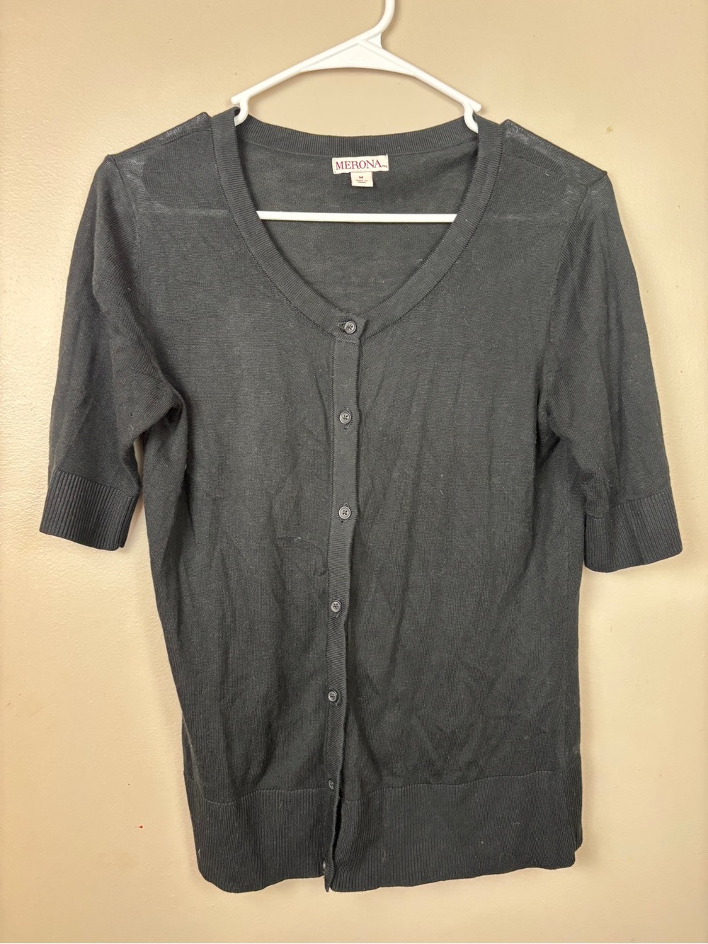 Merona Charcoal Short-Sleeve Button Cardigan